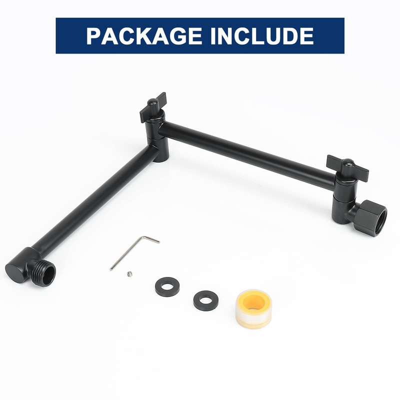 NearMoon Adjustable Shower Arm, Extension Arm Universal Connection, Rise or