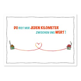 XXL Card "Du bist jeden Kilometre wert" [German Language] Cute Declaration of Love, Card for Couples in Long Distance Relationship
