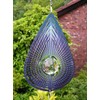 Iron Stop 7.5"/19cm Indigo Teardrop/Raindrop Crystal Wind Spinner + Hook