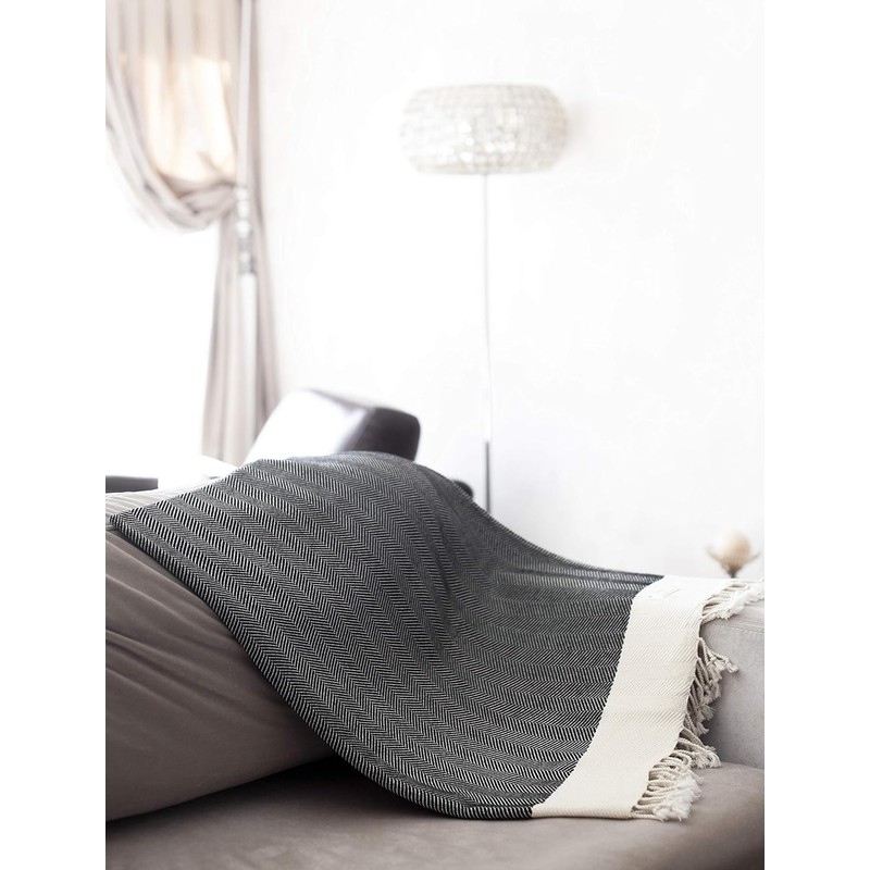 Smyrna Turkish 100% Cotton Herringbone Cuddly Blanket | Best Quality