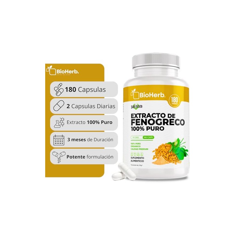 BioHerb® | Fenogreco 100% Puro Extracto Orgánico de Alta Concentración,