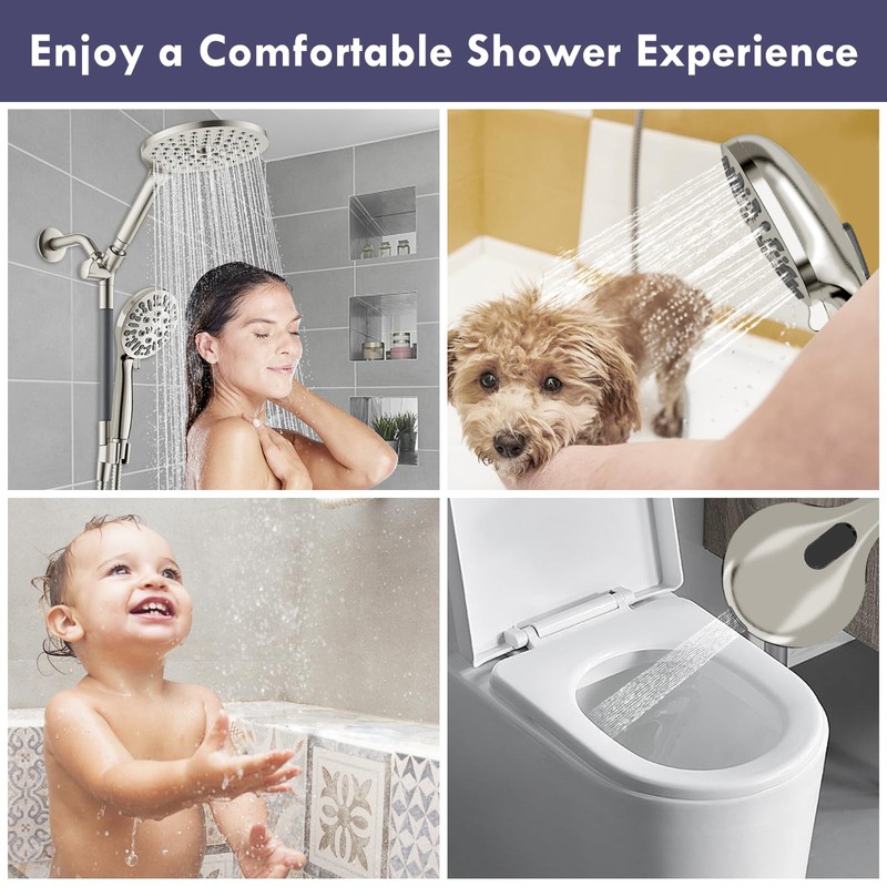 HOWUWEY Dual Shower Heads with Handheld Spray Combo, 7.5" High