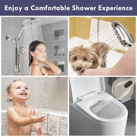 HOWUWEY Dual Shower Heads with Handheld Spray Combo, 7.5" High Pressure Rainfall Showerhead, Double Shower Heads with Handheld Spray, 9 Modes Hand Showerhead with 79" Hose (Standard, Brushed Nickel)