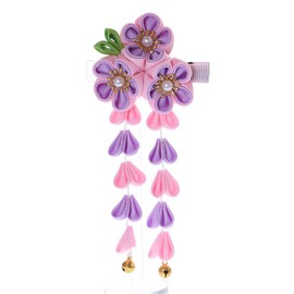 C-114-2 Pink Purple Handmade Sakura Cherry Blossom Fabric Flowers Tassels Hair Clip Hair Clip Hair Clip Japanese Geisha Kimono Accessory