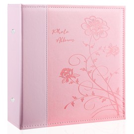 Miaikoe Photo Album 10 x 15 600 Photos Slip In, Extra Large Capacity Leather Cover Picture Albums Holds 600 Horizontal and Vertical 10 x 15 cm Landscape Photos for Wedding Family (Pink)