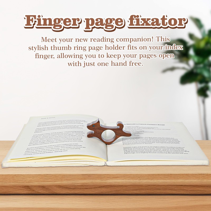 Mabor Walnut Dog Page Holder - Smooth Wood Thumb Bookmark
