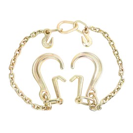 BATONECO 5/16" X 2' G70 V-Chain Bridle w/ 8" and 4" J Hooks, 2 feet (24 inch) Legs Towing Chain, Grade 70 Standard Length, 5,400lbs WLL for Flatbed Truck Wrecker Carrier Transport Tie Down Binder