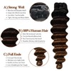 T1B/2/4 Loose Deep Wave Human Hair Bundles With Closure, 10A