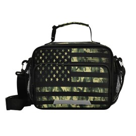 Kcldeci Insulated Lunch Bag for Women/Men Camouflage American Flag Reusable Lunch Box for Office Work School Picnic Beach - Leakproof Cooler Tote Bag Freezable Lunch Bag