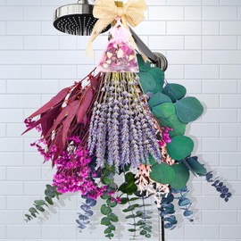 QVQQ 100pcs Mixed Dried Lavender and Eucalyptus for Shower Hanging with Rose Sachet 3 Kinds Natural Eucalyptus Stem and Leaves Lavender Bouquet Greenery for Home Decor Wedding Vase Plant Fragrance