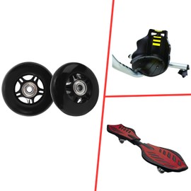 KAMIER Ripstick 68mm x 24mm Wheel Replacement for Razor 360 PowerRider RipRider FlashRider Caster Trike RipStik Ripster Ripsurf Kids Mini CasterBoard Skateboarded Scooter Wheels Parts Black (Set of 2)