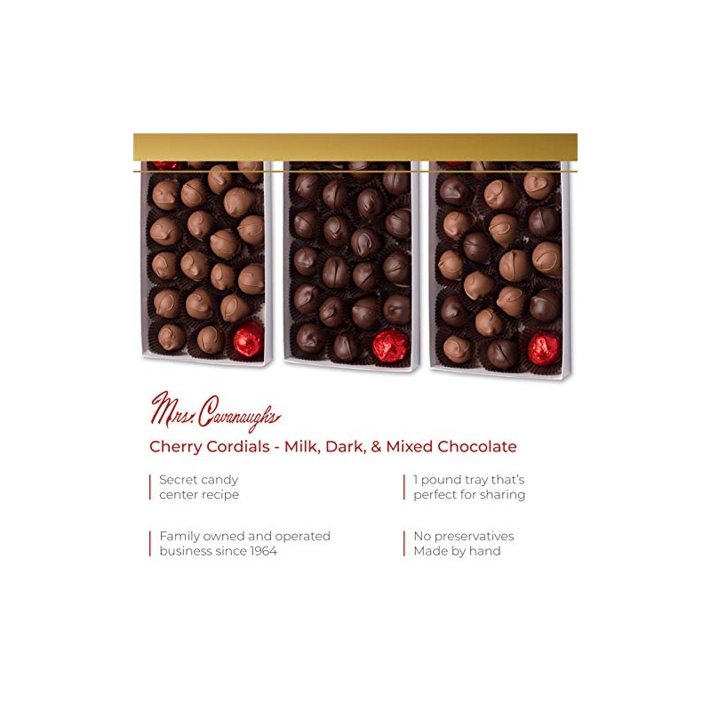 Mrs. Cavanaugh’s Dark Chocolate Cherry Cordials 1 lb Tray –