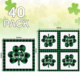 Servilletas de papel desechables con diseño de trébol de la suerte para el día de San Patricio, fiestas temáticas irlandesas, celebraciones de primavera