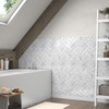 Wallercity Gray Herringbone Marble Peel and Stick Backsplash 10-Sheets Marble