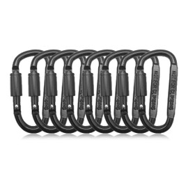 Senshuomy Carabiner Clip,Keyring,Metal Clips with Screw Lock for Hammock,Camping, Hiking, Backpack and More-Not for Climbing(8pcs/Black)