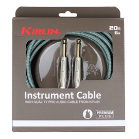 KIRLIN Cable IWB-201PFG-20/OL 20-Feet 1/4-Inch Straight Premium Plus Instrument Cable, Olive Green Tweed Woven Jacket