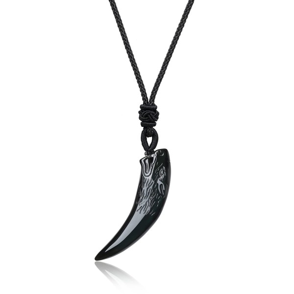 coai Necklace with wolf engraving pendant., Non-metal