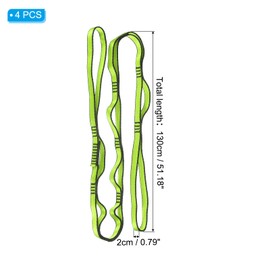 PATIKIL 51 Inch Daisy Chain Straps, 4 Pack Strong Climbing Strap Adjustable Nylon Chain Sling with 8 Loops for Aerial Yoga Hammock Swing, Green