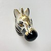 Ceramic Zebra Knob with Gold and Black Detail - Handle