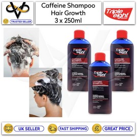 3 x Triple Eight Caffeine Shampoo 250ml Keratin Protein Hair Growth Men/Women
