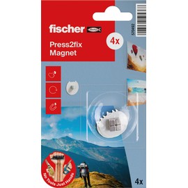 fischer Press2Fix Magnetic Hook, Fixes into Plasterboard & Soft Wood, Pack of 4