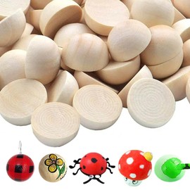 50 Pieces Half Wooden Beads 20mm Split Wooden Balls Unfinished Natural Half Round Beads for DIY Crafts Christmas Home Party Decorative Accessories