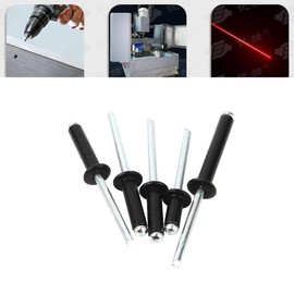 Leliafleury 100Pcs Flange Blind Rivets M4 x 25mm Aluminium Blinds Rivets Open End Rivet Pop Rivets for Metal Wood Plastic, Black