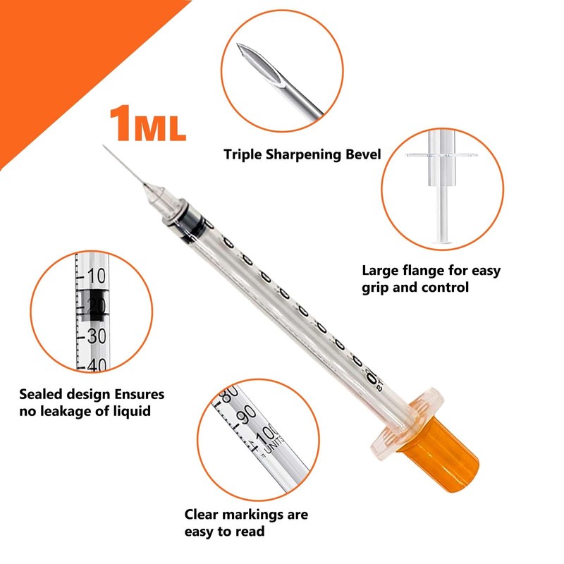 22 Pack 1ml 30G 8mm Precision Multiple Uses Syringe Distribution