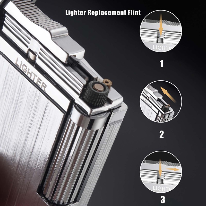 SNYYIAI Classic Lighter, Butane Brushed Metal Lighter, Side Slide Lgnition