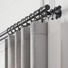 MODE Cambria Designer Series - Premium 3 foot Custom Double Curtain Rod - 1-1/8 inch Large Diameter - Non-Adjustable for a Seamless Look - Premium Designer Brackets and End Caps - Satin Black Finish