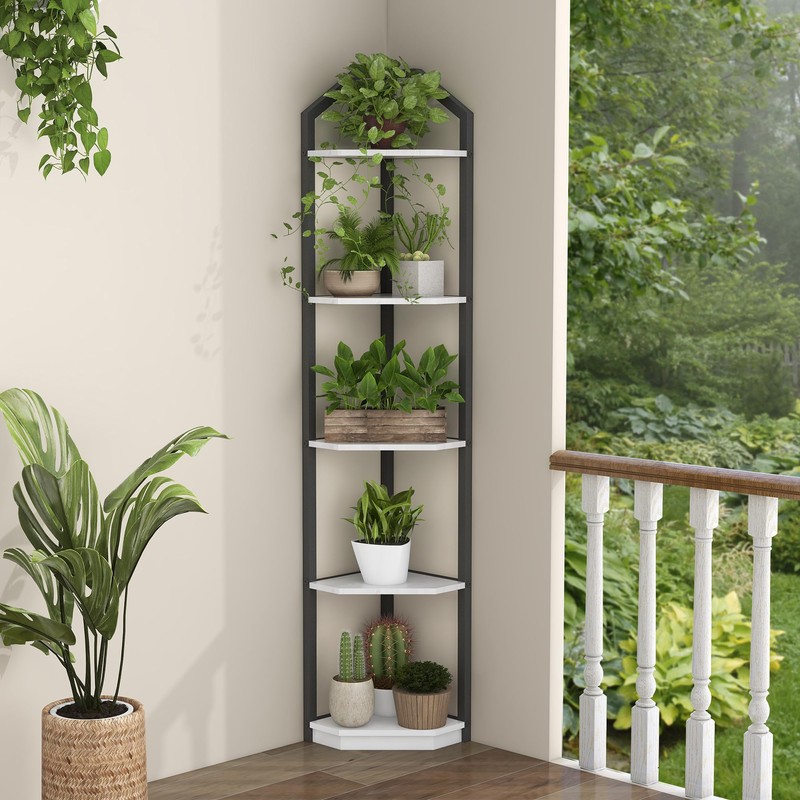 Fun Memories 5 Tier Corner Shelf, 70” Corner Shelf Stand,