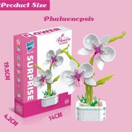 wokepeek Flower Building Bouquet Set, Flower Building Toys, Building Blocks Flower Brick Toys Creative Project for Home Room Decor Christmas Birthday(Phalaenopsis)