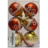Red and gold baubles with silver design - 6 Pack