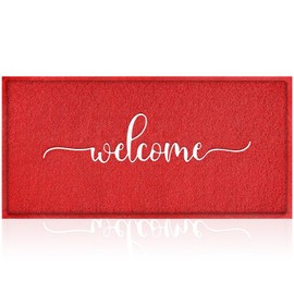 AAZZKANG Red Door Mat Large 48"x18" with Non Slip Rubber Backing Outside Inside Welcome Mats for Front Door Quickly Absorb Mud Easy to Clean Entry Doormat for Patio,High Traffic Areas
