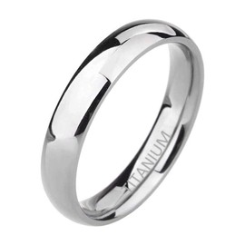Zakk 2 mm 4 mm 6 mm Titanium Engagement Ring for Women Men Polished Narrow Wedding Band Rings (Silver-4mm, Size P 1/2)