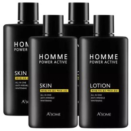 A-SOM 에이썸 파워 옴므 남성스킨로션 4개 남성화장품 세트 [AA3 스킨 2개+로션 2개] Aesome Power Homme Men's Skin Lotion 4-piece Men's Cosmetics Set [2 AA3 Skin + 2 Lotions]