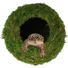 USMOLA Mossy Caves, Artificial Green Moss Caves Hide for Pet Reptile Frogs and Snakes, Terrarium & Vivarium Decor, Crested Gecko Tank Decor (4" - Woodland Green)