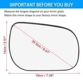 TOP-VIGOR 1-Pack Passenger Side Heated Mirror Glass Compatible with 2006 2007 2008 2009 2010 2011 Toyota RAV4, Right Side View Mirror with Backing Plate, Replace 8793142890