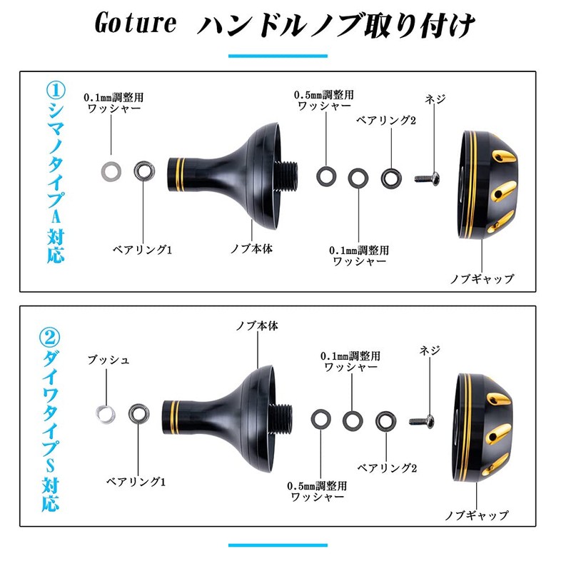 Goture Steering Wheel Knobs Fishing 38mm 20g for Power Reel
