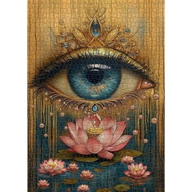 Lotus Eye Puzzles for Adults 1000 Pieces, Flower Eyes Art Themed, Vintage Beautiful Impossible Challenging Jigsaw Puzzles