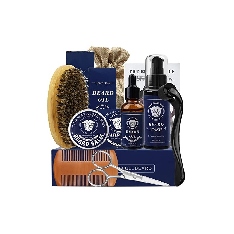 Shoonlo Barba Kit Cuidado, 8 en 1 Kit Barba Hombre