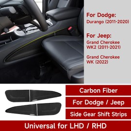 BRMYL Side Gear Shift Panel Strips Decals for 2011-2020 Dodge Durango / 2011-2021 Jeep Grand Cherokee WK2 Accessories Carbon Fiber Interior Stickers