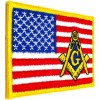 MASONIC REGALIA US AMERICAN FLAG EMBROIDERED PATCH FREEMASON SQUARE COMPASS NEW