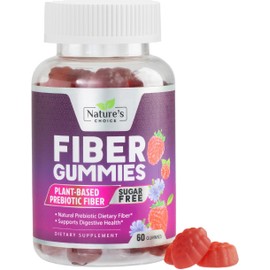 Sugar Free Fiber Gummies for Adults, Daily Prebiotic Natural Soluble Fiber Supplement & Digestive Health Support - Regularity & Digestion Health Support, Plant Based Berry Flavor - 60 Gummies