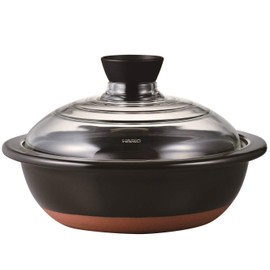 HARIO GDN-255-B Earthenware Pot with Glass Lid, No. 9, 10.8 fl oz (3,000 ml), Black