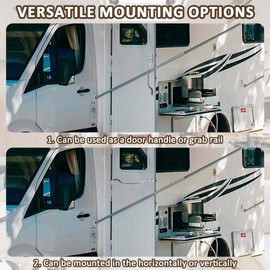SAQXK Aluminum RV Grab Door Handle, Trailer Ramp Gate Door Handle Truck Rear Door Side Door Inside Handle Assist Entry, 13.5 Inch Camper Long Handle Solid Round Heavy Duty Surface Mounted