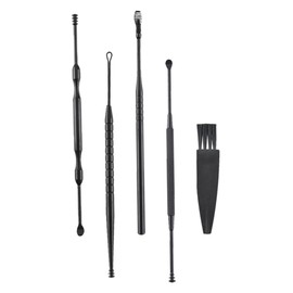 OHPHCALL Set 5pc Ear Cleaning Kit Spiral for Earwax Removal Non-Slip Handle Elegant Storage Box for Family Use