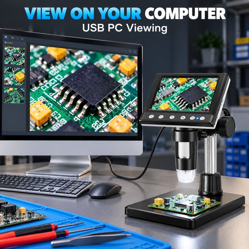 Digital Microscope for Electronics Inspection – 4.3-Inch IPS Screen, 1000X