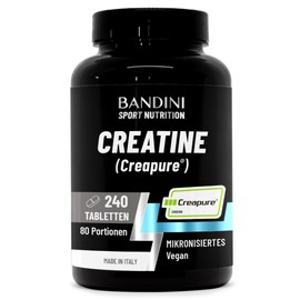 Bandini Creatine Creapure Monohydrate 240 Tablets - Training, Sports, Gym and Pre Workout Supplement - 100% Vegan - Based on Creatine Monohydrate for ATP and Recovery