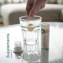 Organika Instant-C Effervescent- Peach Mango, 1000mg Vitamin C, Immune Support Tablets, 1 Tube x 10 Tablets